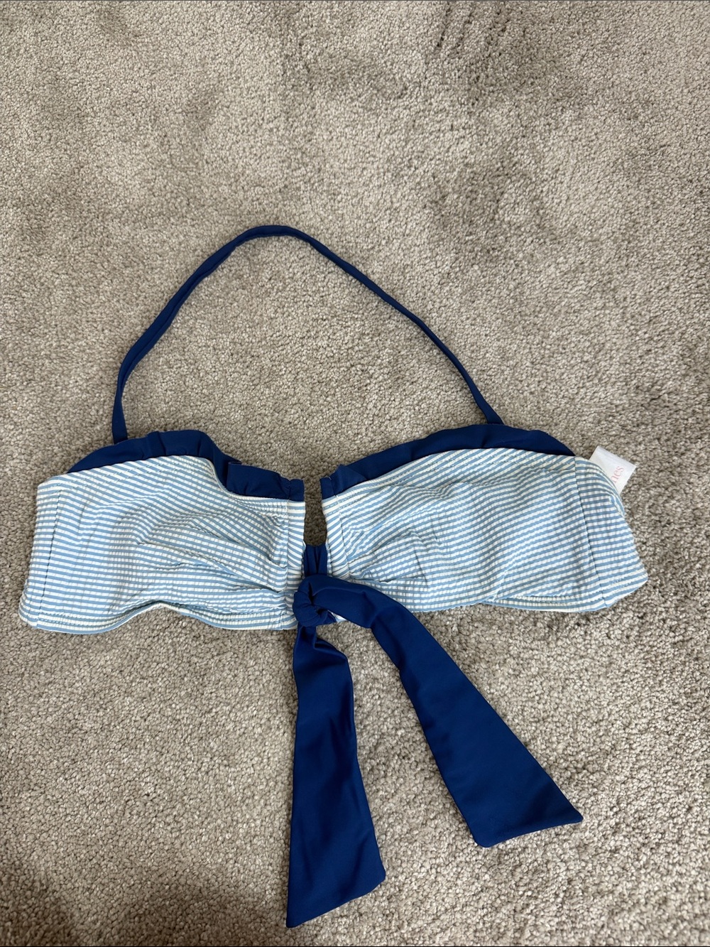 Lauren James Light Blue and Navy Bandeau Bikini Top